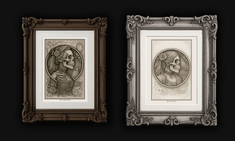 Painted Ladies Prints:
Whispers of Western brothels, carved in bone and coin.