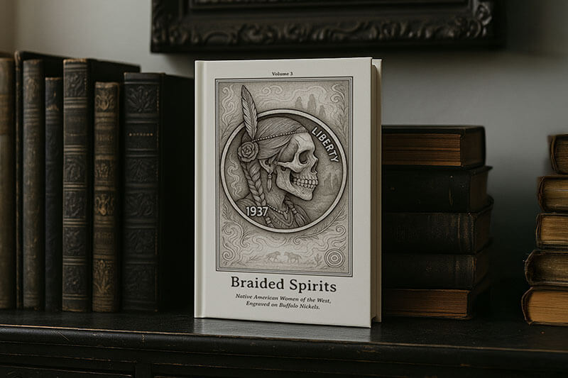 Braided Spirits Prints:
Native American Women of the West, Engraved on Buffalo Nickels.